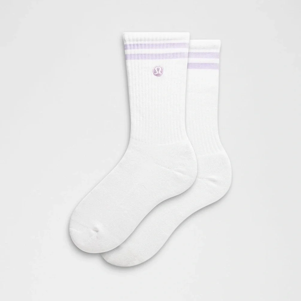 lululemon athletica Daily Essential Socks White Sheer Violet Crew Socks